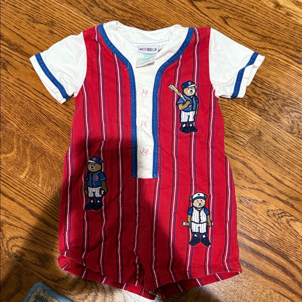 Okie Dokie Red and White Striped Bodysuit